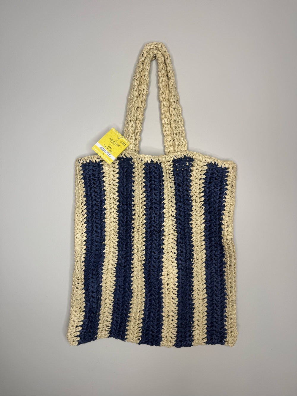 Ashland Navy and Cream Striped Crochet Shoulder Bag
